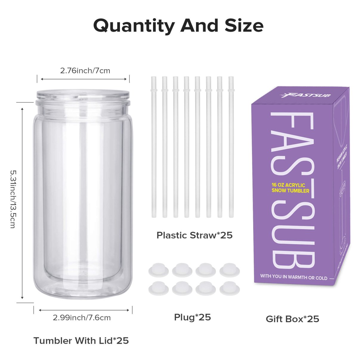 16 oz Snow Globe Acrylic Tumbler - 25 Pack - FASTSUB