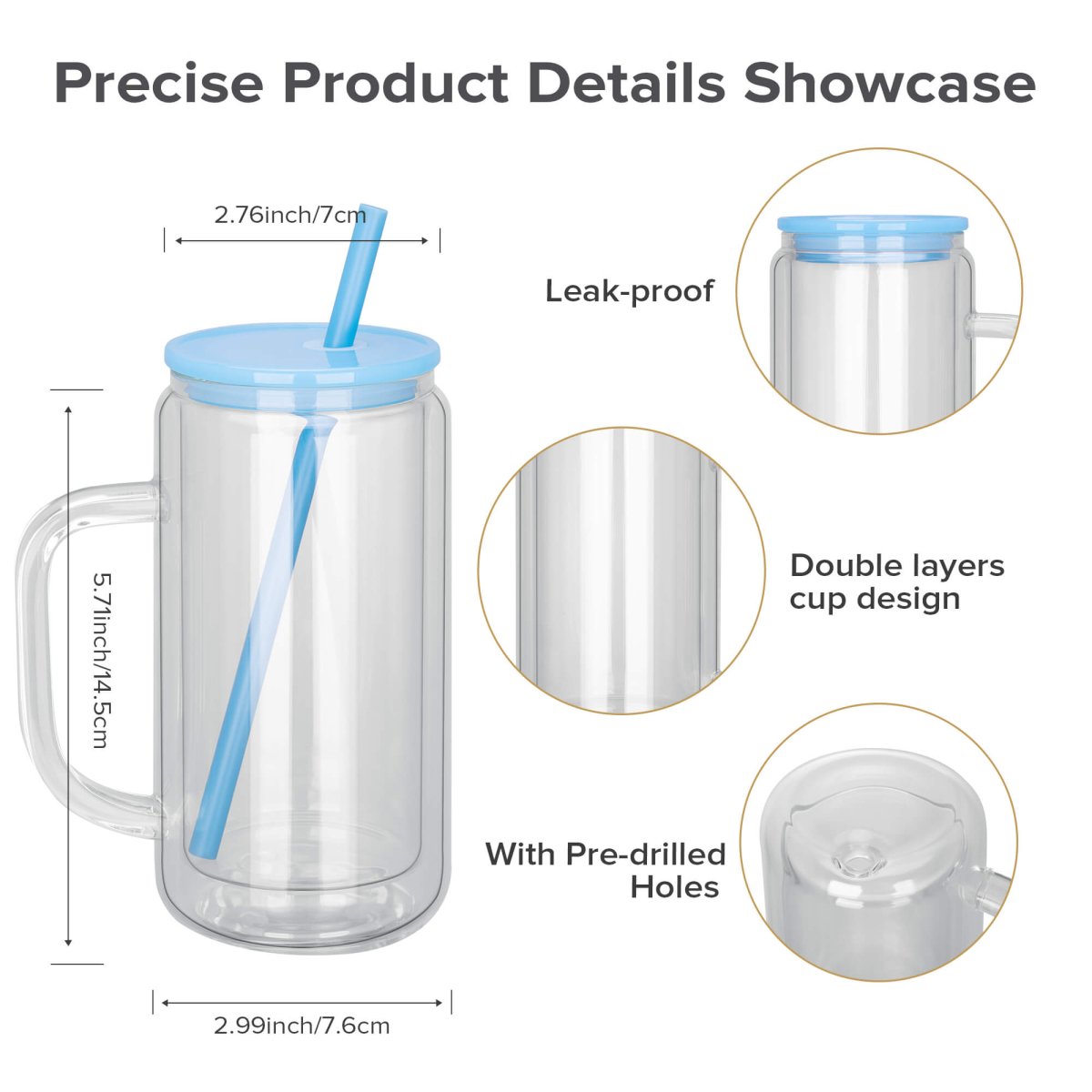 16 oz Snow Globe Glass Tumbler with Handle - 25 Pack - FASTSUB