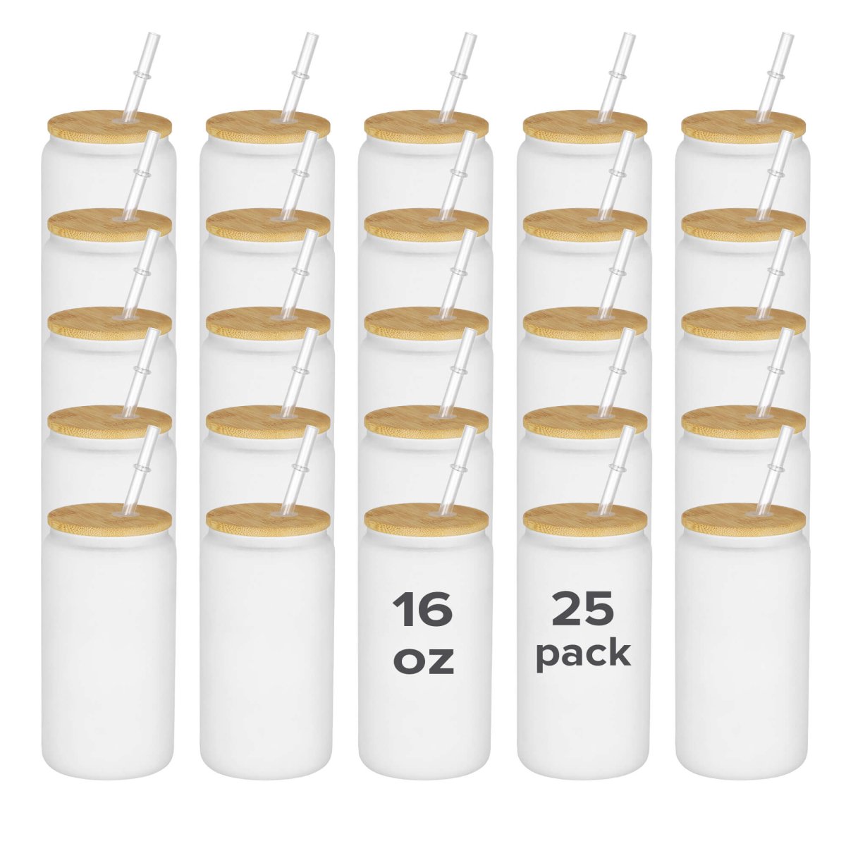 16 oz Sublimation Frosted Glass Can - 25 Pack - FASTSUB