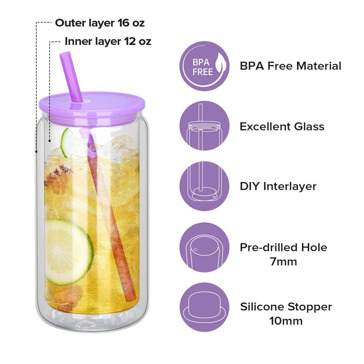 16 oz Sublimation Snow Globe Glass Tumbler - 25 Pack - FASTSUB