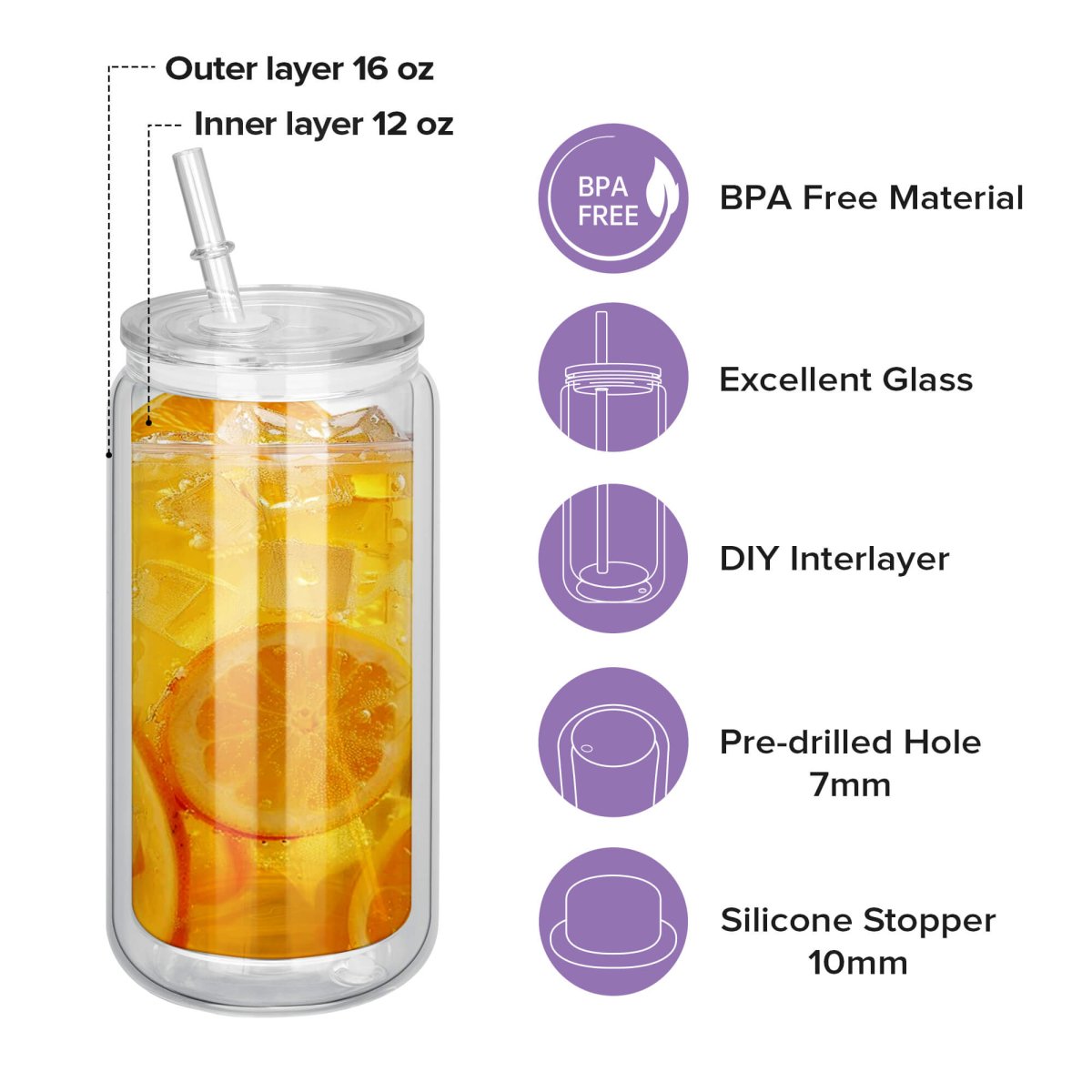 16 oz Sublimation Snow Globe Glass Tumbler - 25 Pack - FASTSUB