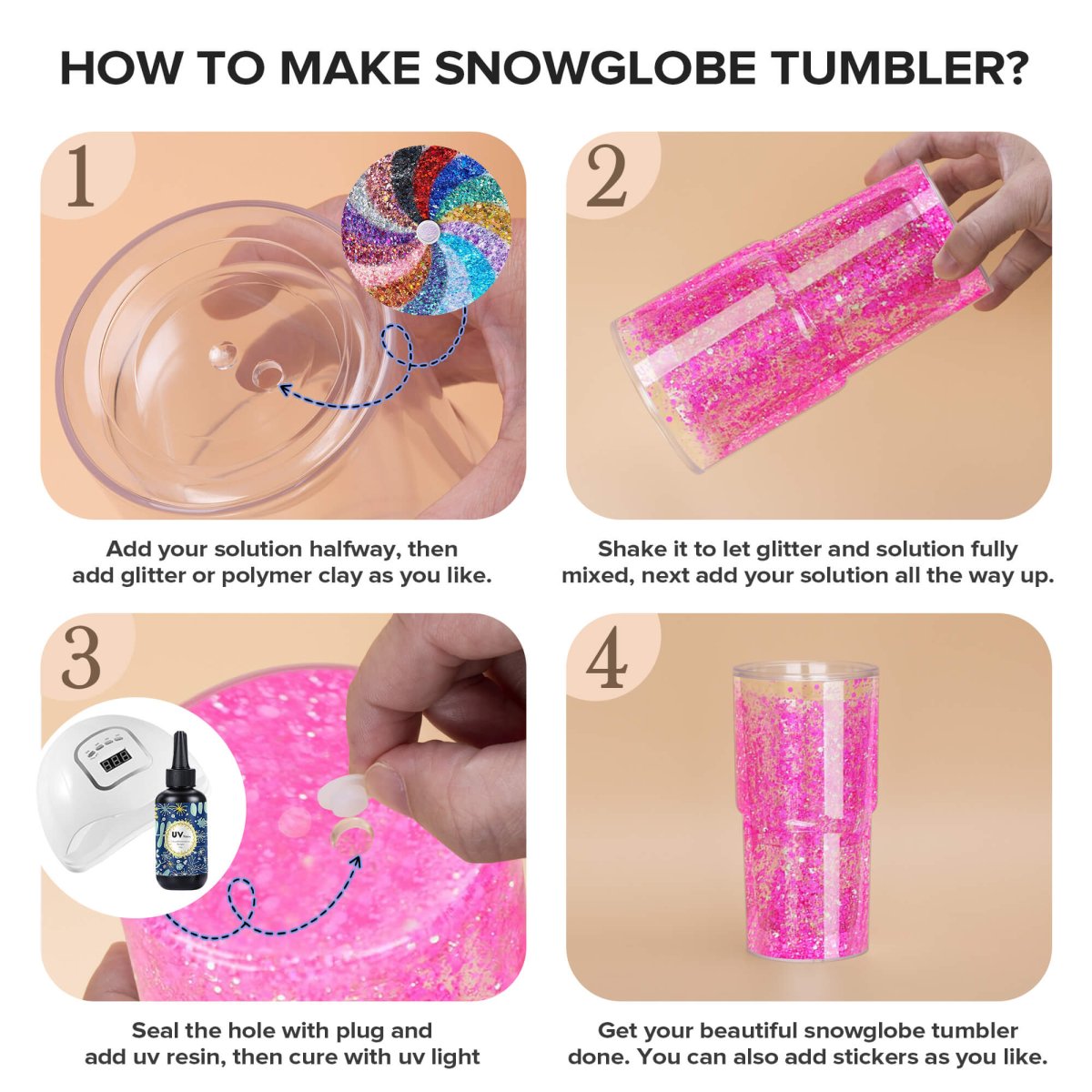 18 oz Snow Globe Acrylic Tumbler - 25 Pack - FASTSUB