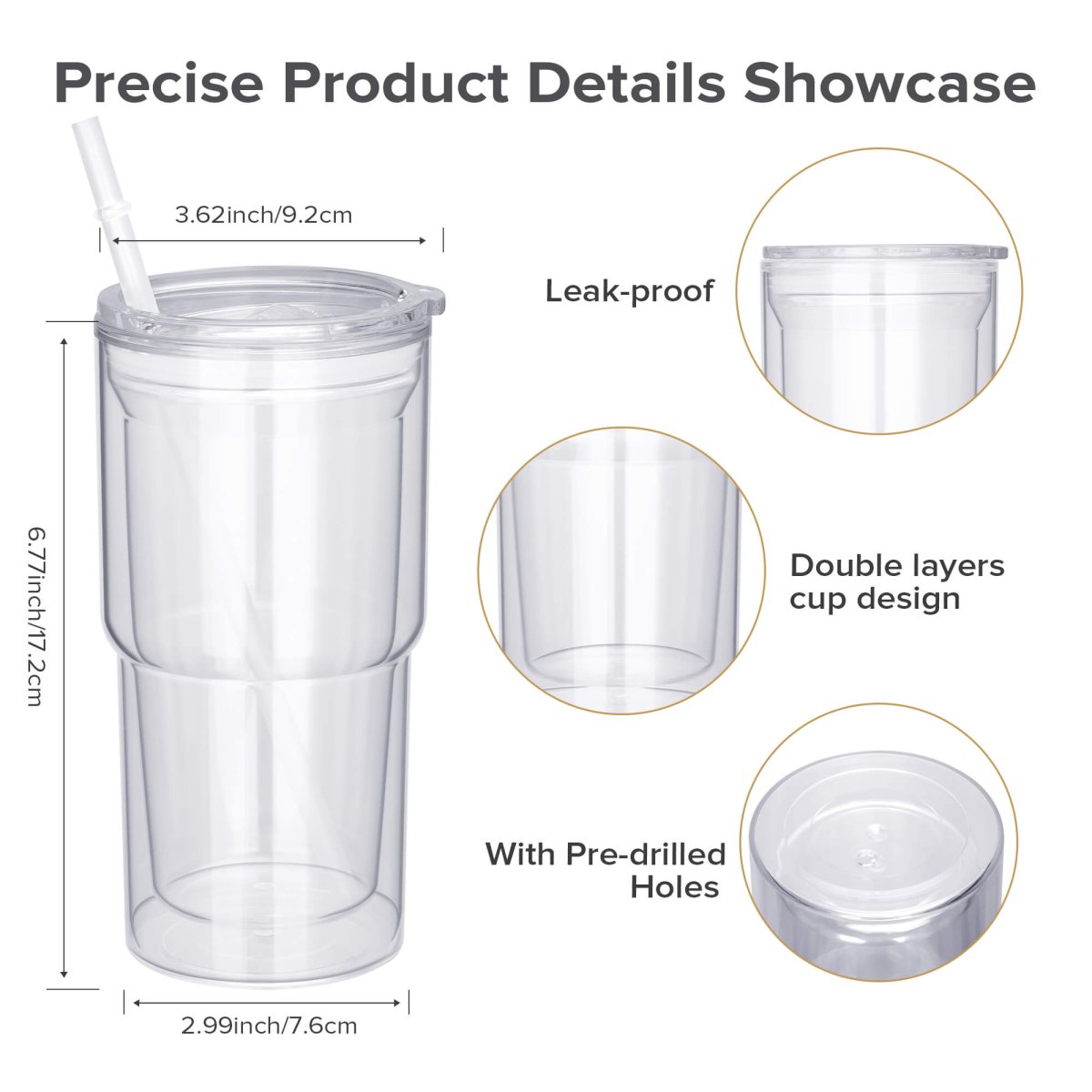 18 oz Snow Globe Acrylic Tumbler - 25 Pack - FASTSUB