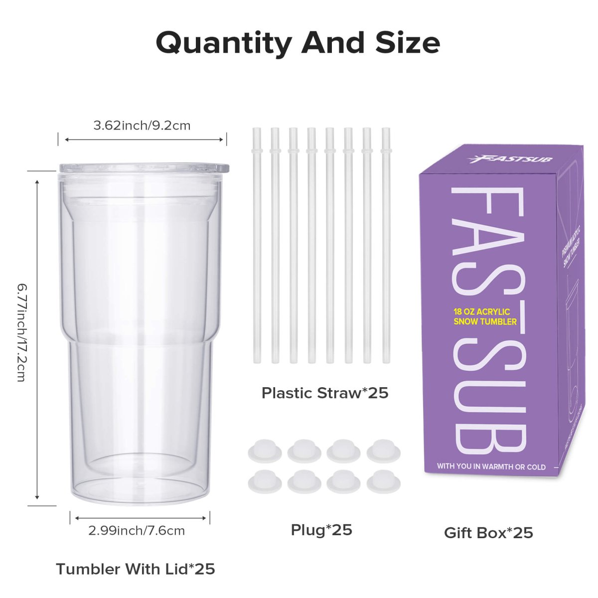18 oz Snow Globe Acrylic Tumbler - 25 Pack - FASTSUB