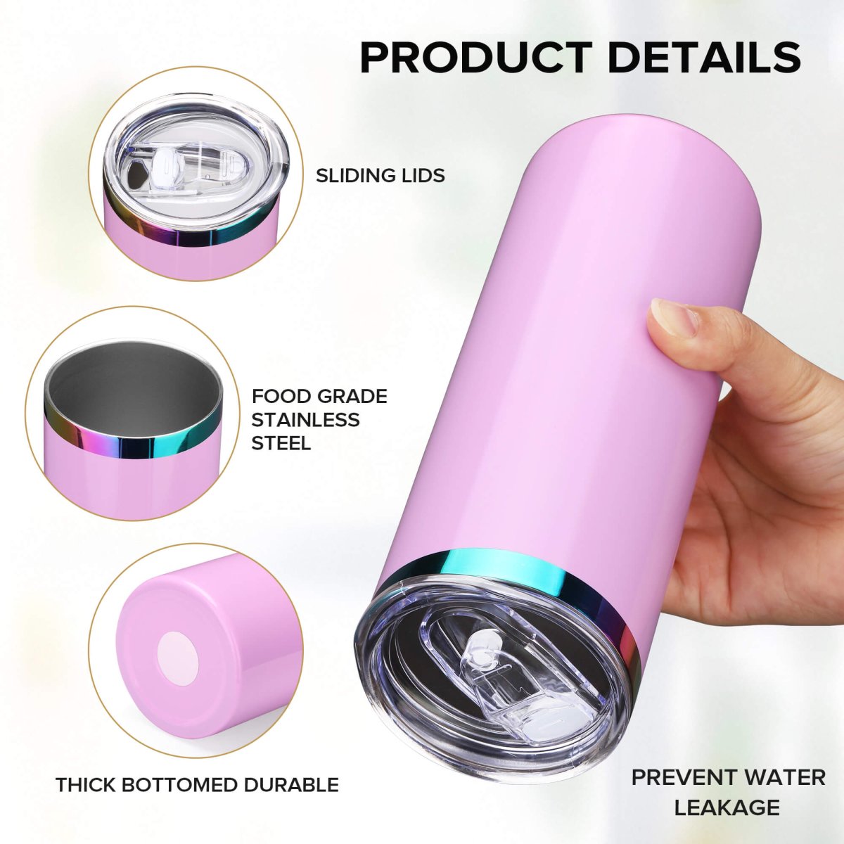 20 oz Rainbow Plated Skinny Tumbler - 12 Pack - FASTSUB