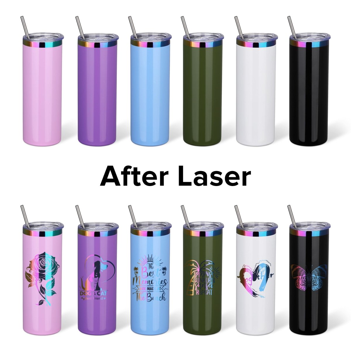 20 oz Rainbow Plated Skinny Tumbler - 12 Pack - FASTSUB