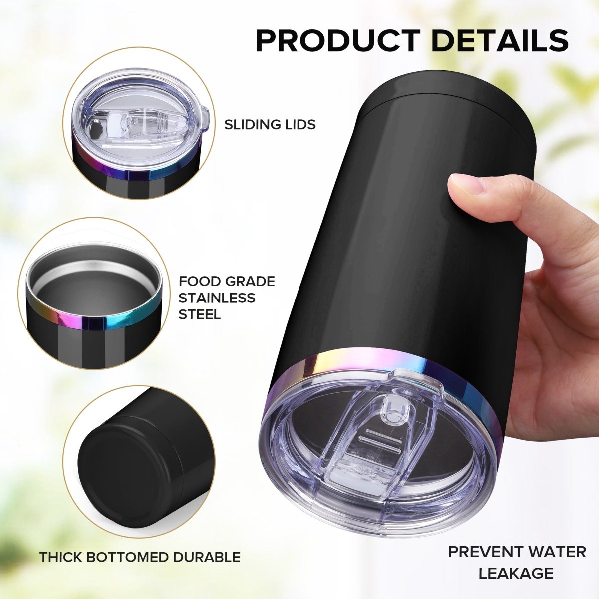 20 oz Rainbow Plated Tumbler Black - 12 Pack - FASTSUB