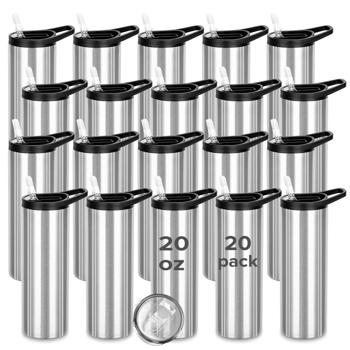 20 oz Skinny Stainless Steel Duo Tumbler - 20 Pack - FASTSUB