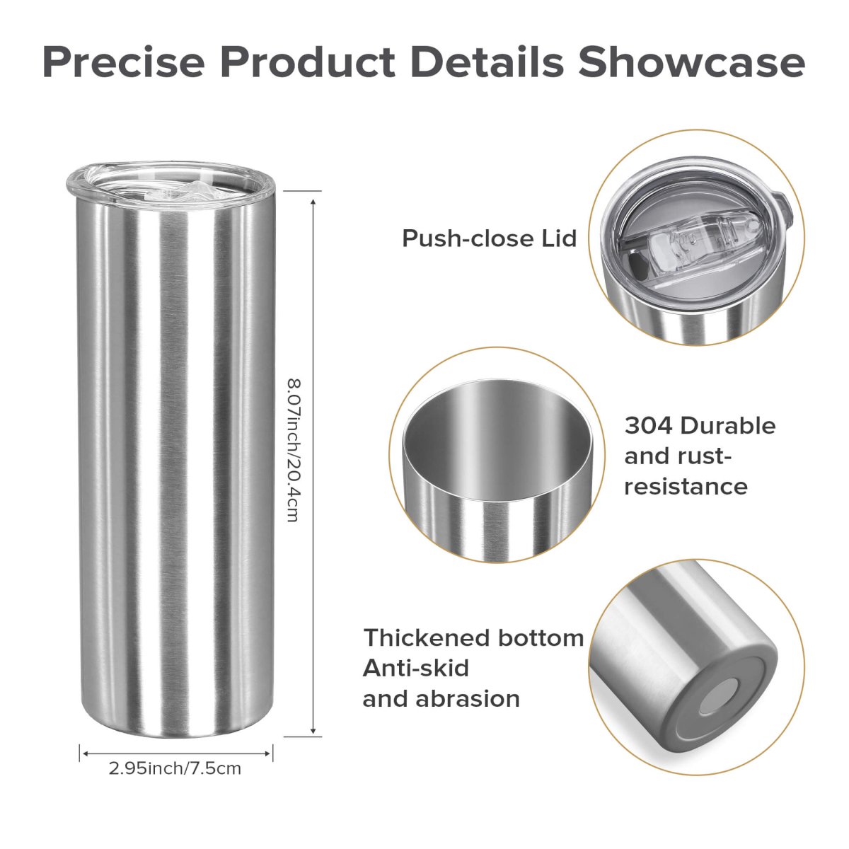 20 oz Sublimation Clear Skinny Tumbler - 12 Pack - FASTSUB