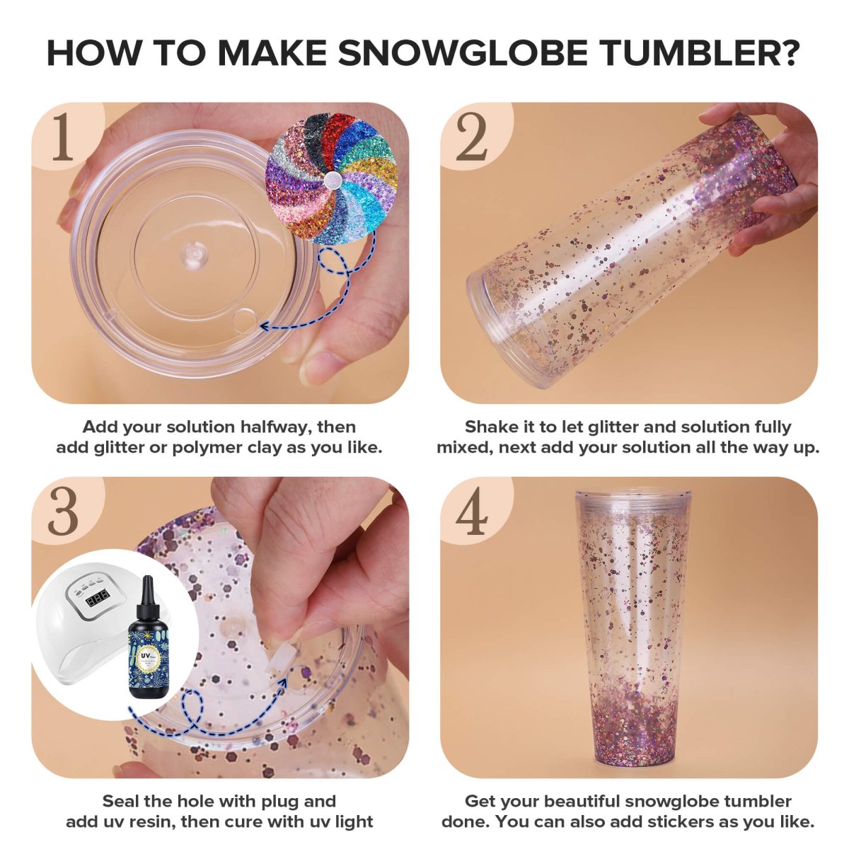 24 oz Snow Globe Acrylic Tumbler - 25 Pack - FASTSUB