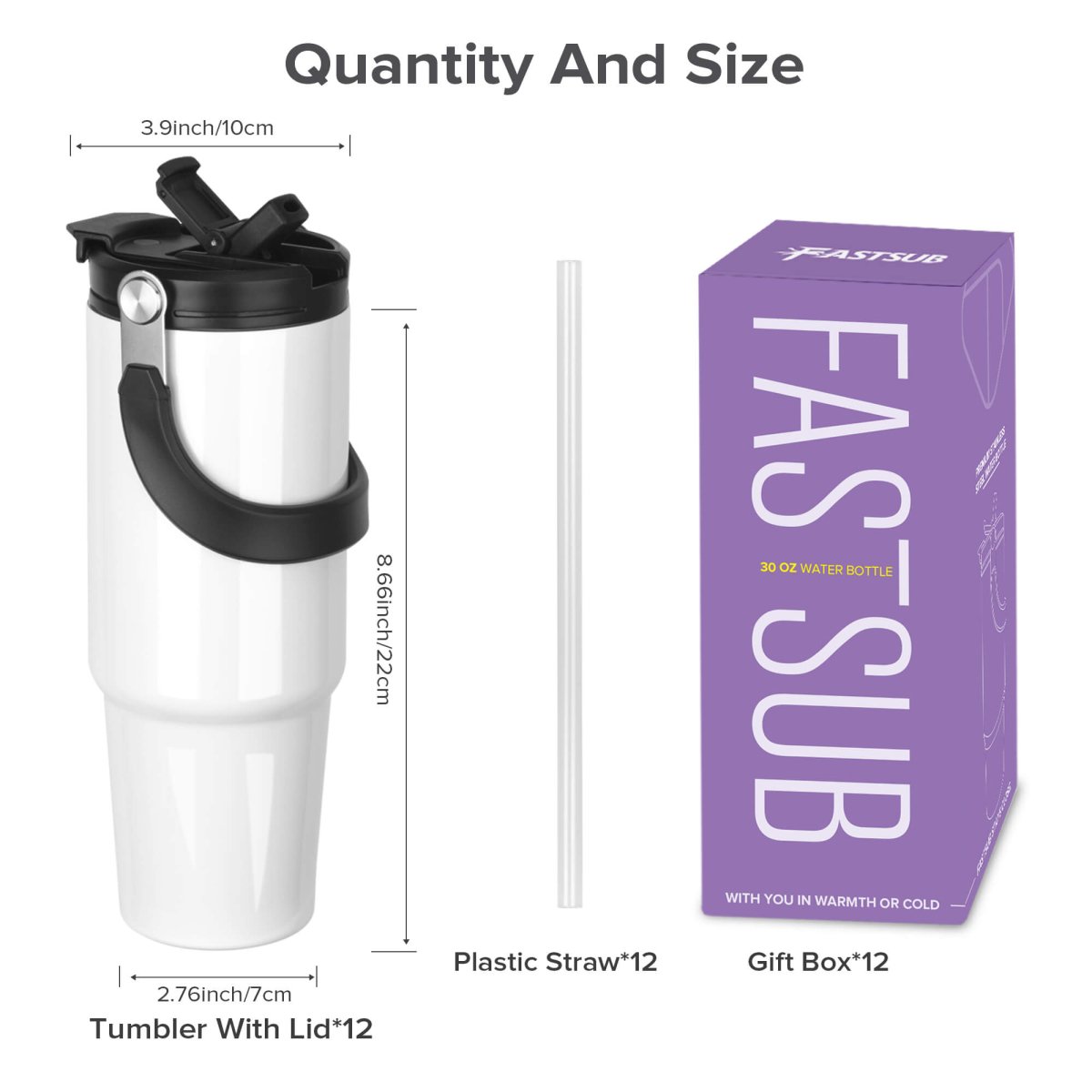 30 oz Sublimation Handle Tumbler - 12 Pack - FASTSUB