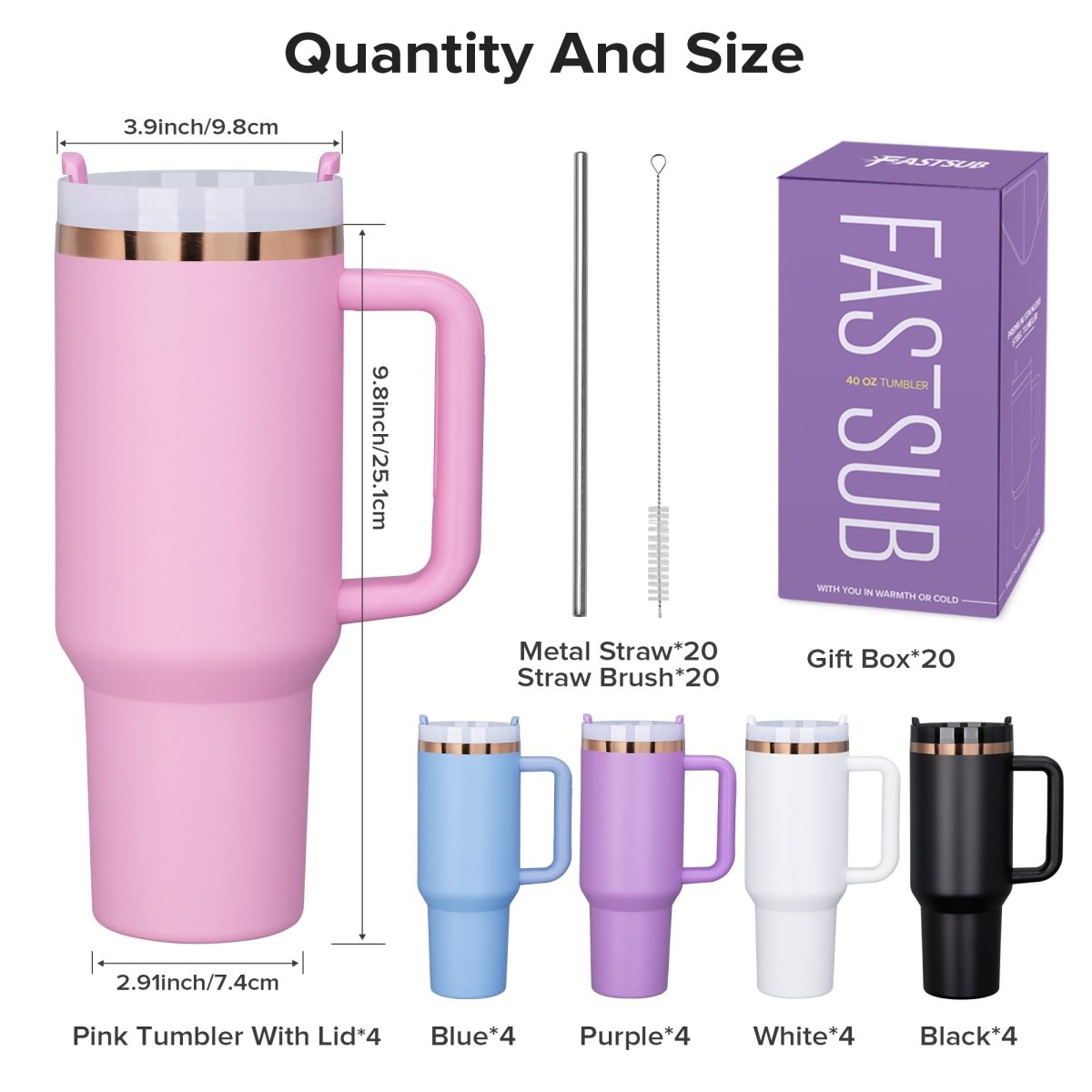 40 oz Gold Plated Tumbler - 20 Pack - FASTSUB