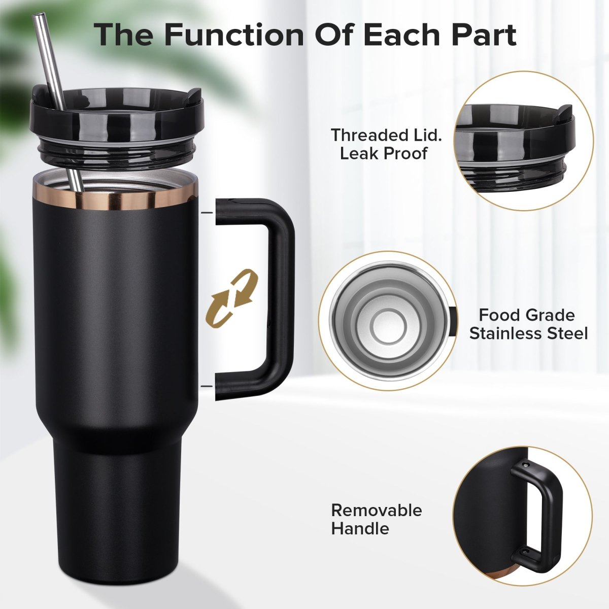 40 oz Gold Plated Tumbler Black - 20 Pack - FASTSUB