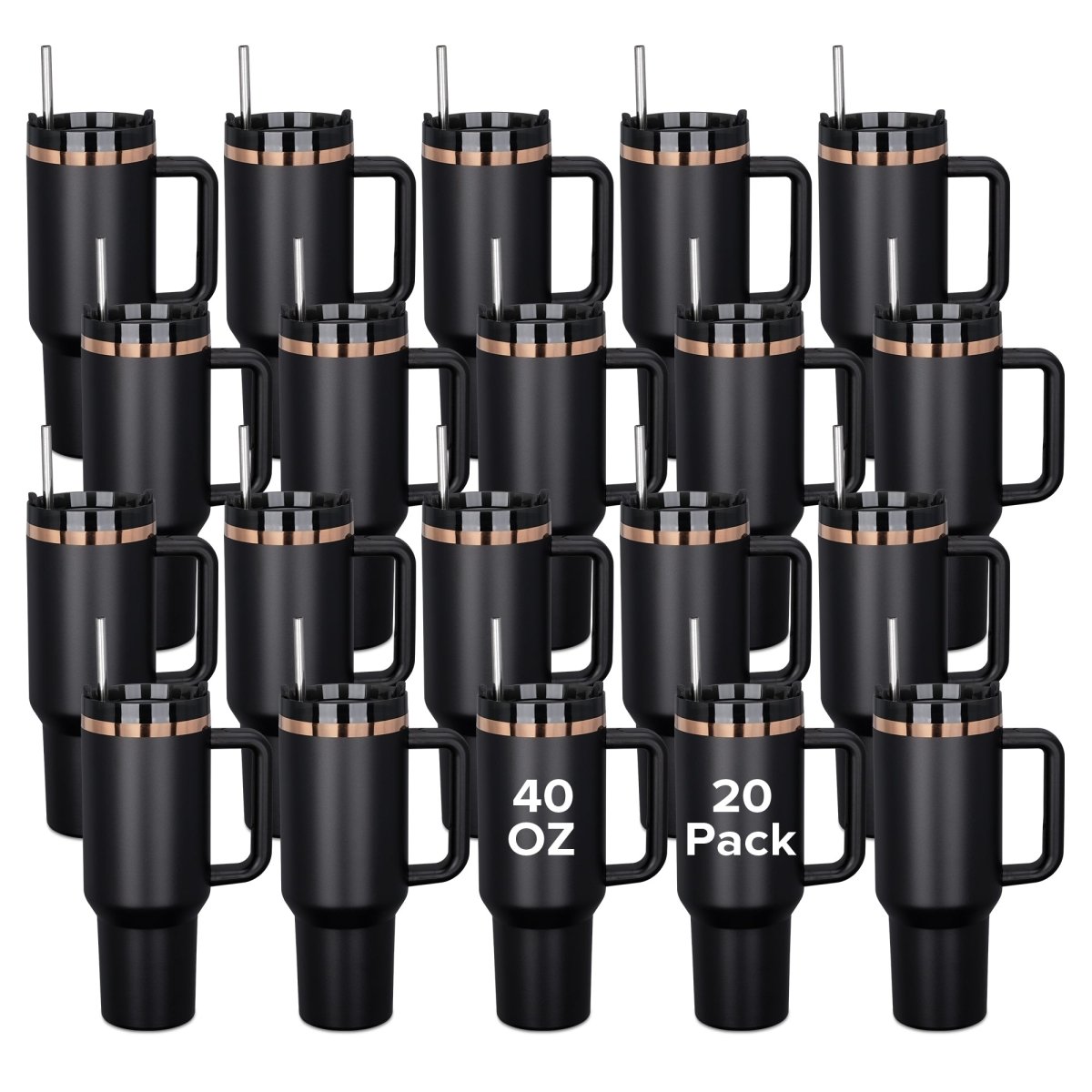 40 oz Gold Plated Tumbler Black - 20 Pack - FASTSUB
