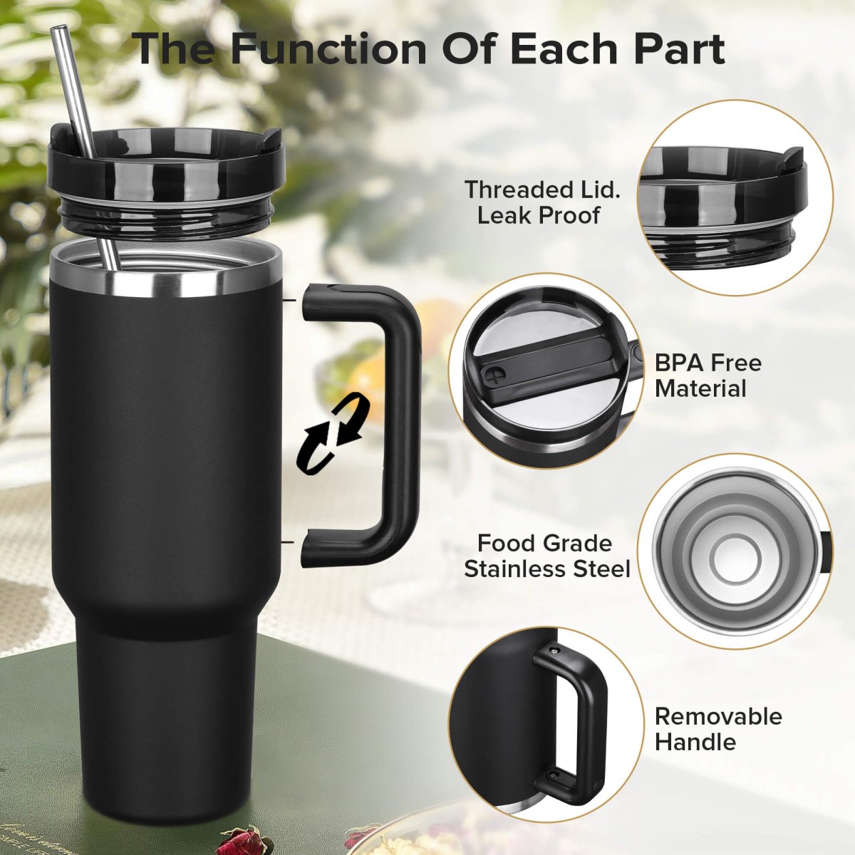 40 oz Powder Coated Tumbler Black - 20 Pack - FASTSUB