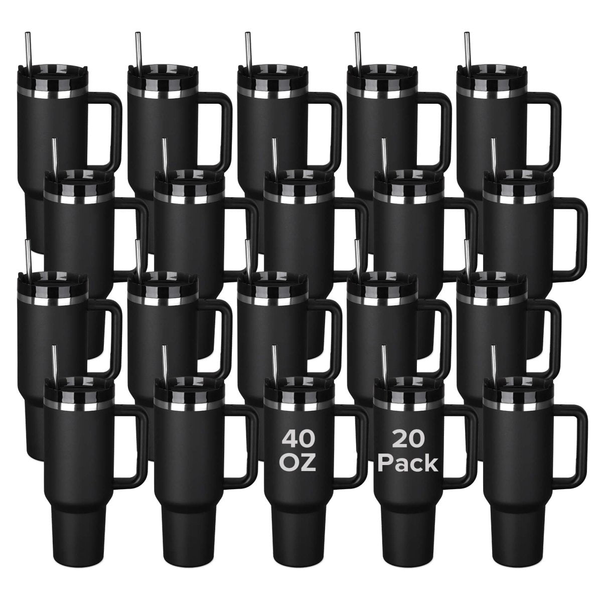 40 oz Powder Coated Tumbler Black - 20 Pack - FASTSUB