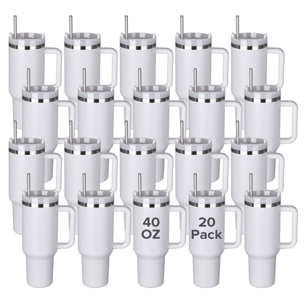 40 oz Powder Coated Tumbler White - 20 Pack - FASTSUB