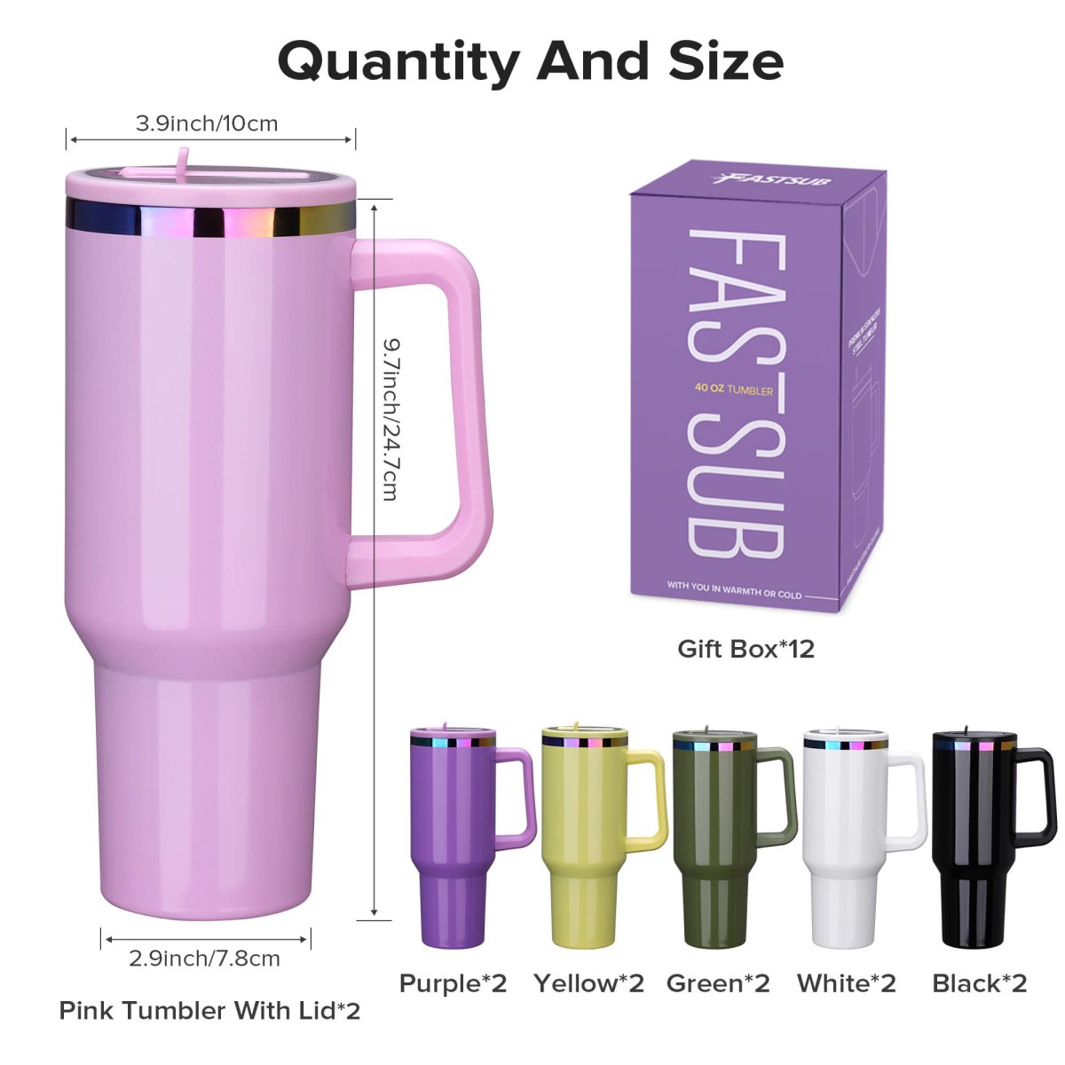 40 oz Rainbow Plated Tumbler - 12 Pack - FASTSUB