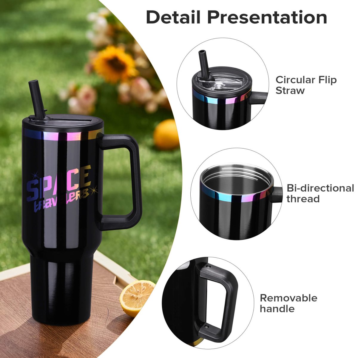 40 oz Rainbow Plated Tumbler Black - 12 Pack - FASTSUB
