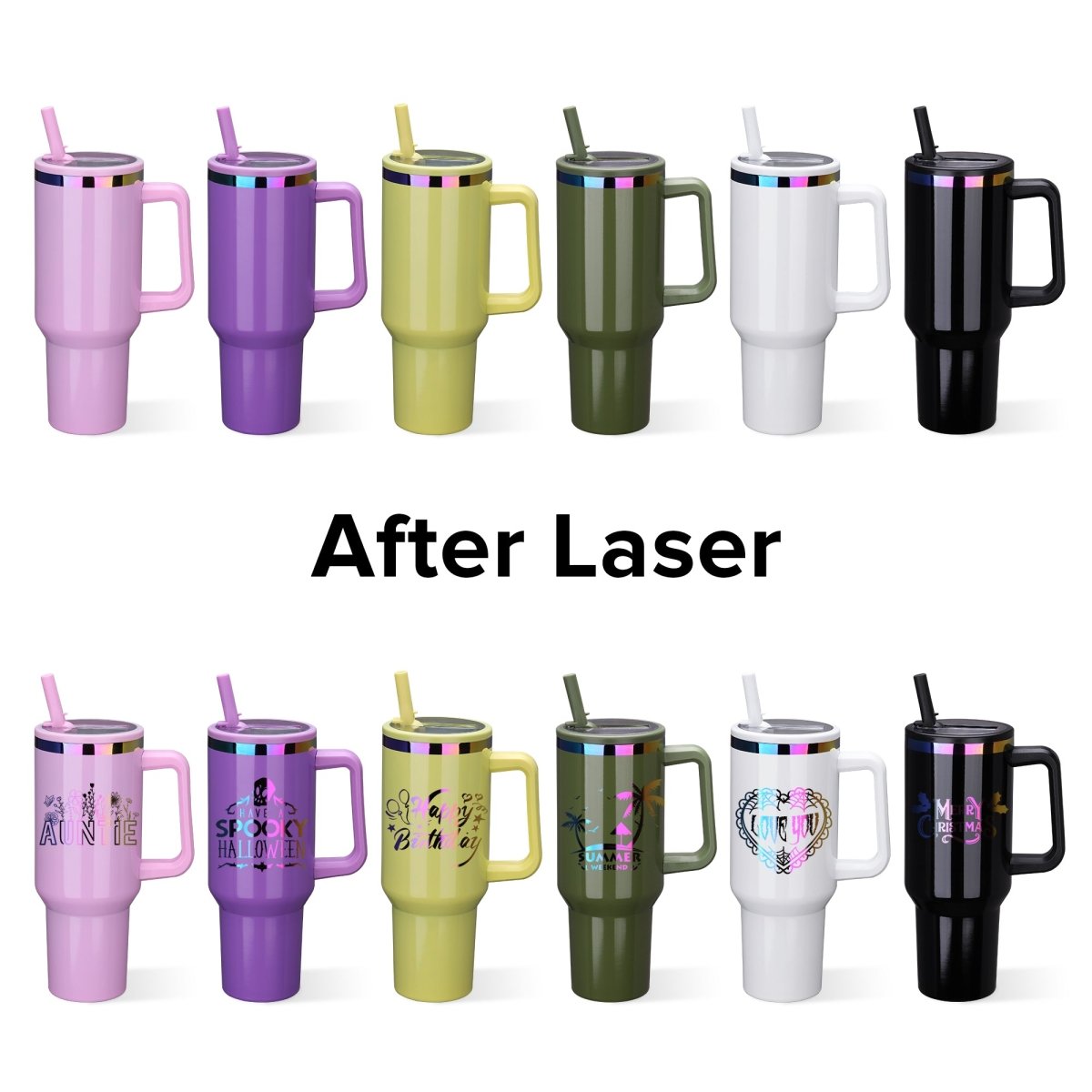 40 oz Rainbow Plated Tumbler White - 12 Pack - FASTSUB