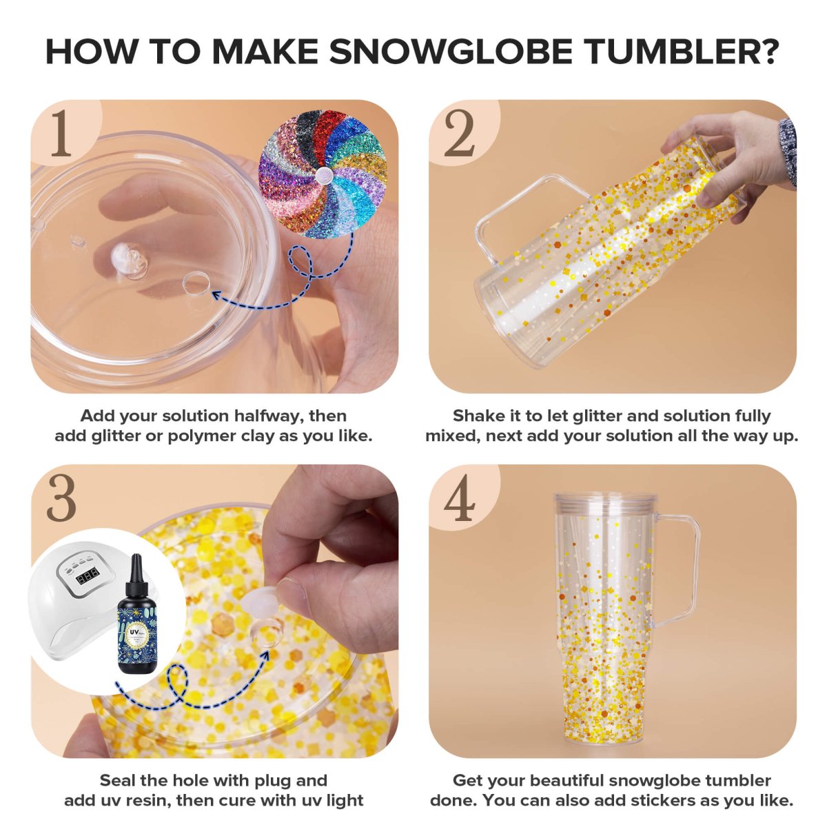 40 oz Snow Globe Acrylic Tumbler - 25 Pack - FASTSUB