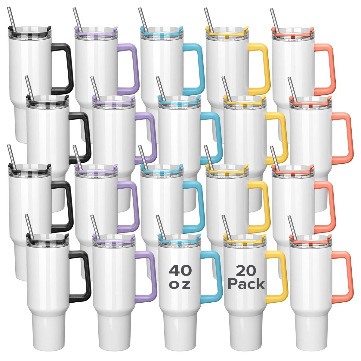 40 oz Sublimation Handle Tumbler - 20 Pack - FASTSUB