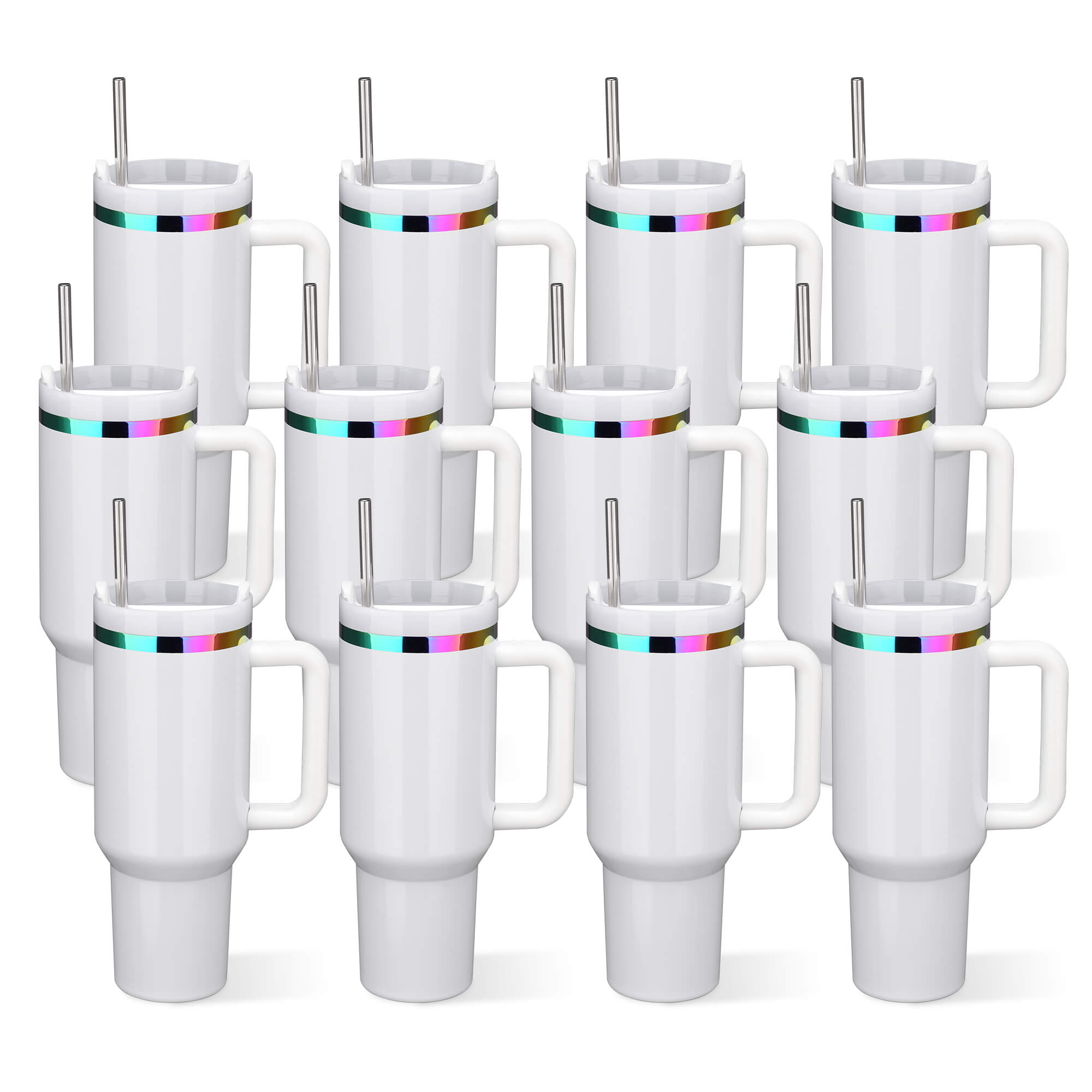40 oz Glossy Coated Tumbler - White | 12 Pack - FASTSUB