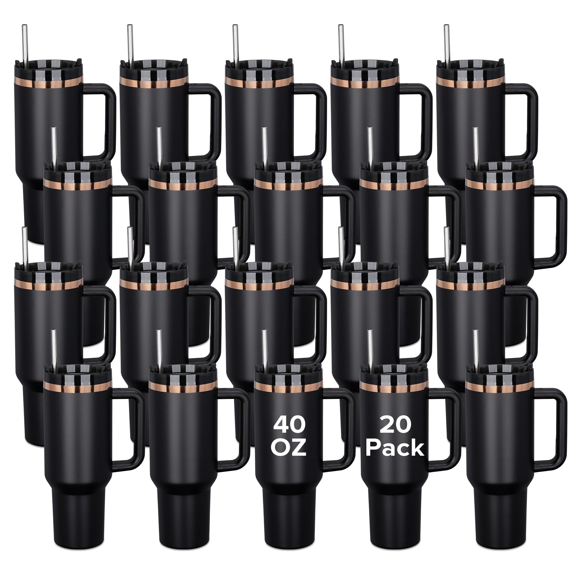 40 oz Gold Plated Tumbler Black - 20 Pack