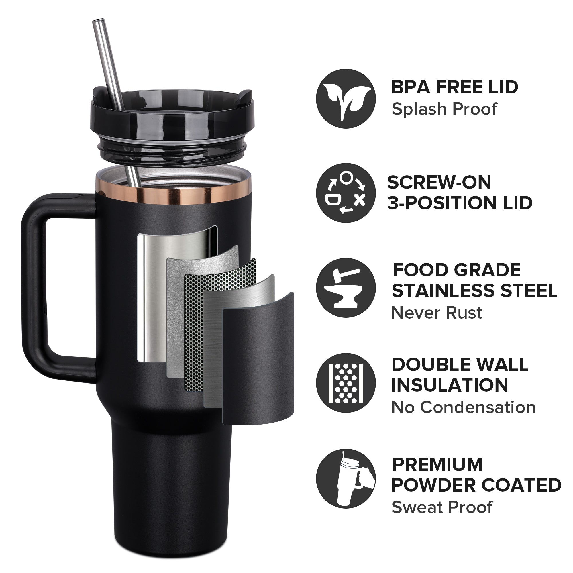 40 oz Gold Plated Tumbler Black - 20 Pack