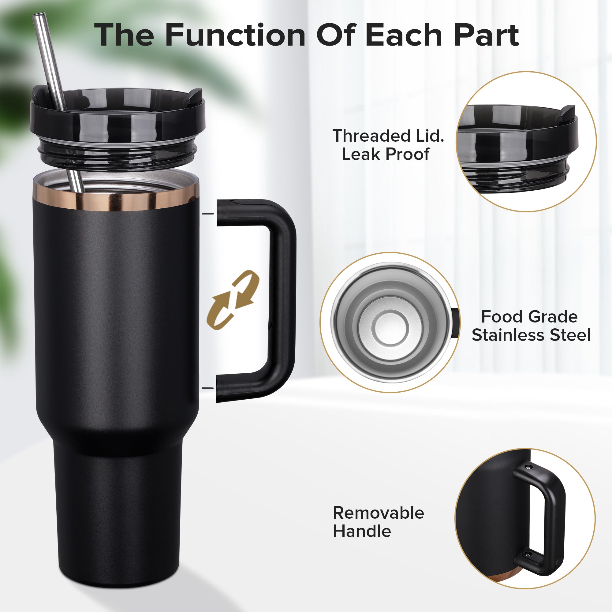 40 oz Gold Plated Tumbler Black - 20 Pack