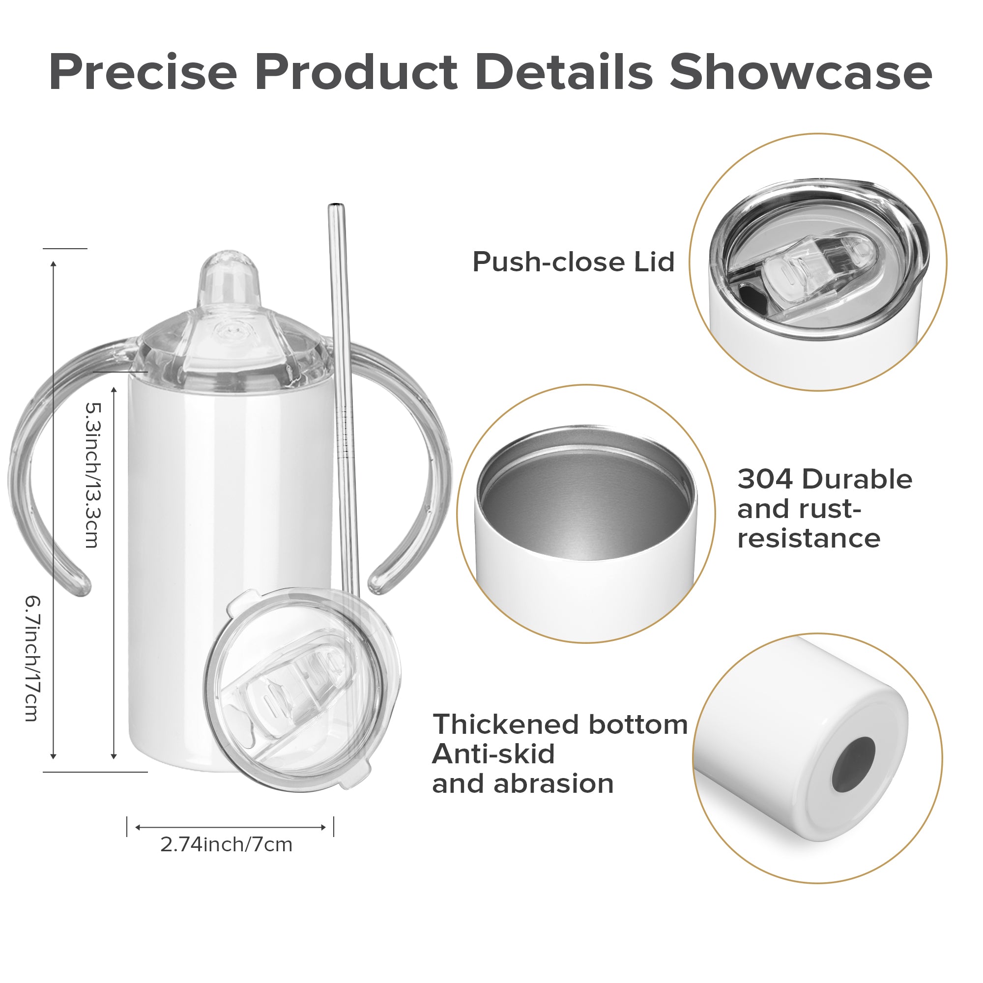 12 oz Sublimation Sippy Cups Tumbler Bulk  - 2 Lids | 30 Pack - FASTSUB