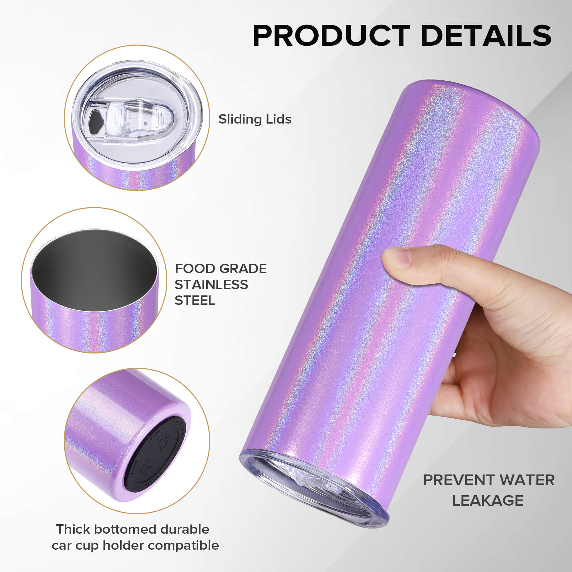 20 oz Glitter Color Sublimation Tumbler Blanks  | 12 Pack - FASTSUB